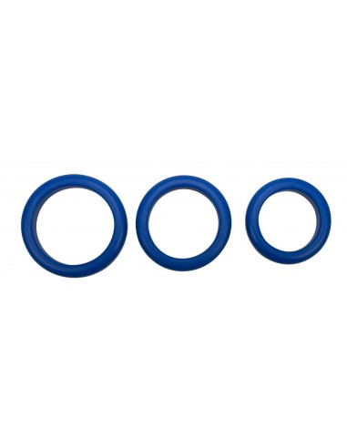 Pierścień na penisa 3 Blue Silicone Rings - Pierścienie erekcyjne niewibrujące - 3
