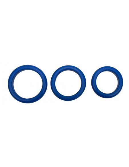 Pierścień na penisa 3 Blue Silicone Rings - Pierścienie erekcyjne niewibrujące - 3