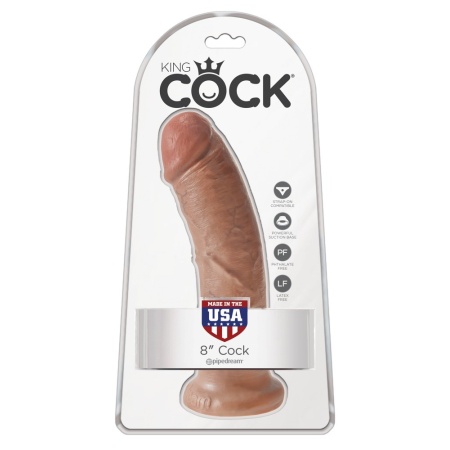 Dildo King Cock 8 inch Skin-coloured — realistyczna żołądź i żyłkowanie, podstawa z przyssawką, 21,5 cm - 1