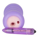 Masturbator Purple TPR Pussy – rozciągliwy, żebrowany kanał 1 cm z mini wibratorem 5 trybów, długość 14 cm - 5