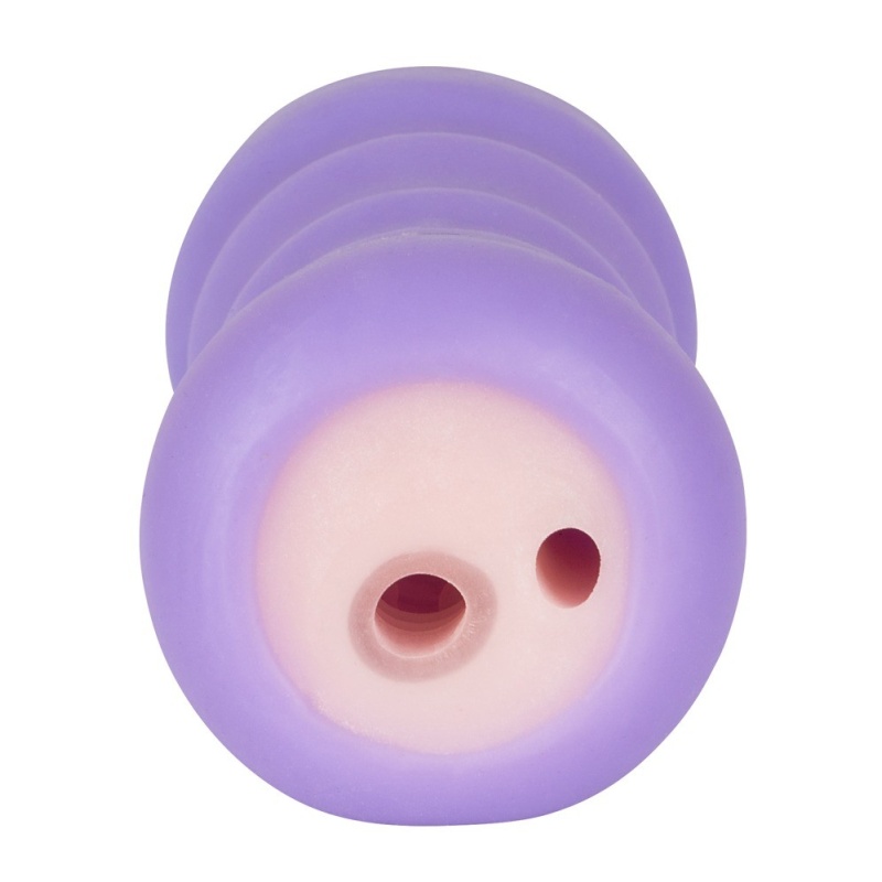Masturbator Purple TPR Pussy – rozciągliwy, żebrowany kanał 1 cm z mini wibratorem 5 trybów, długość 14 cm - 6