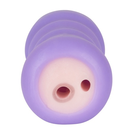 Masturbator Purple TPR Pussy – rozciągliwy, żebrowany kanał 1 cm z mini wibratorem 5 trybów, długość 14 cm - 6