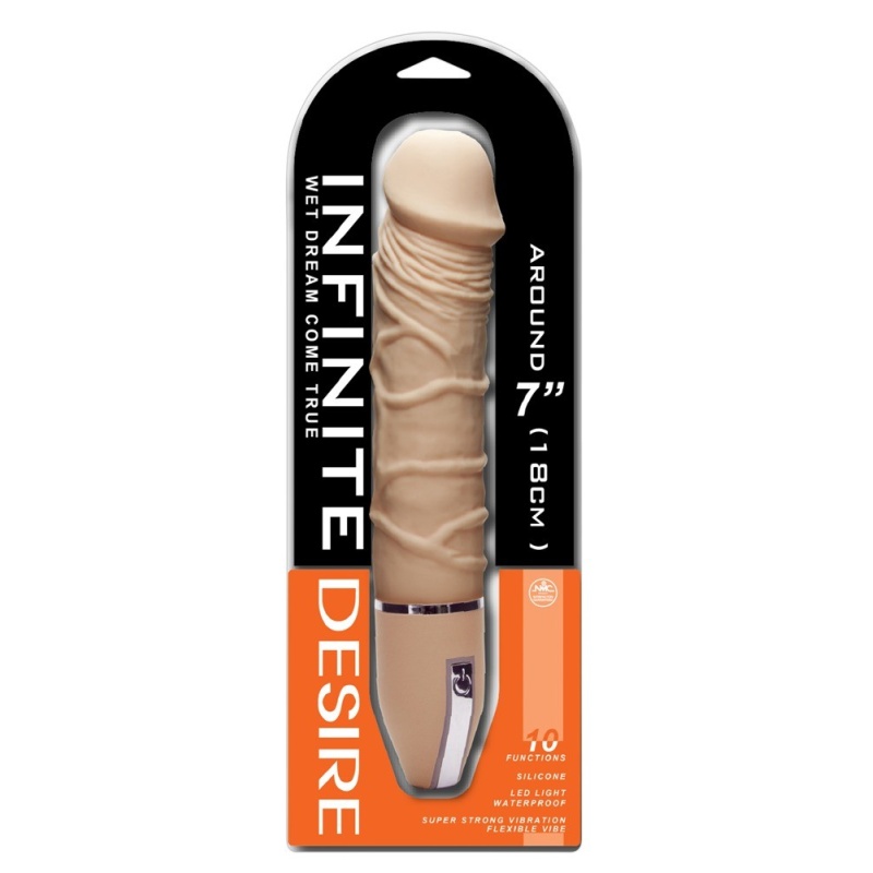 Wibrator penisa Infinite Desire Skin-coloured – elastyczny silikon, 10 trybów wibracji, długość 26 cm, średnica 4,2–5 cm - 1