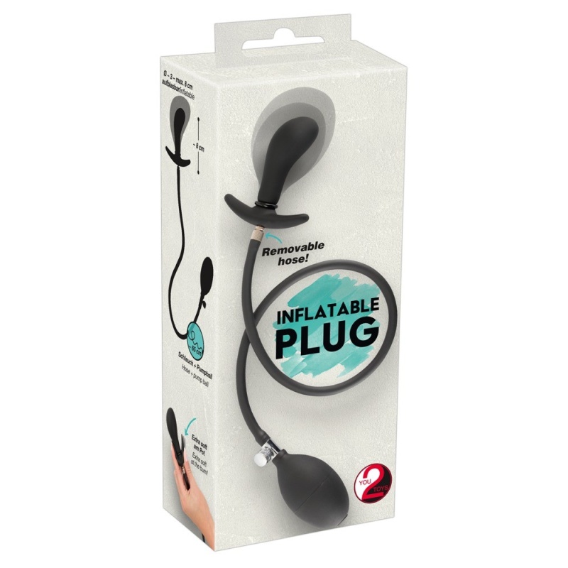 Pompowany korek analny Inflatable Plug — regulowana średnica, miękki silikon, długość całkowita 8 cm - 1