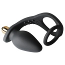 Pierścień erekcyjny z wibrującym korkiem analnym RO-ZEN Black – 7 trybów wibracji, długość wprowadzania 7 cm, średnice pierścien - 2