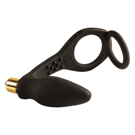Pierścień erekcyjny z wibrującym korkiem analnym RO-ZEN Black – 7 trybów wibracji, długość wprowadzania 7 cm, średnice pierścien - 3