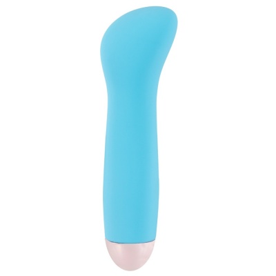 Wibrator Cuties Mini Blue – 7 trybów wibracji, wgłębienie na wale, długość 12,9 cm, średnica 2,3–3,5 cm - 1 2