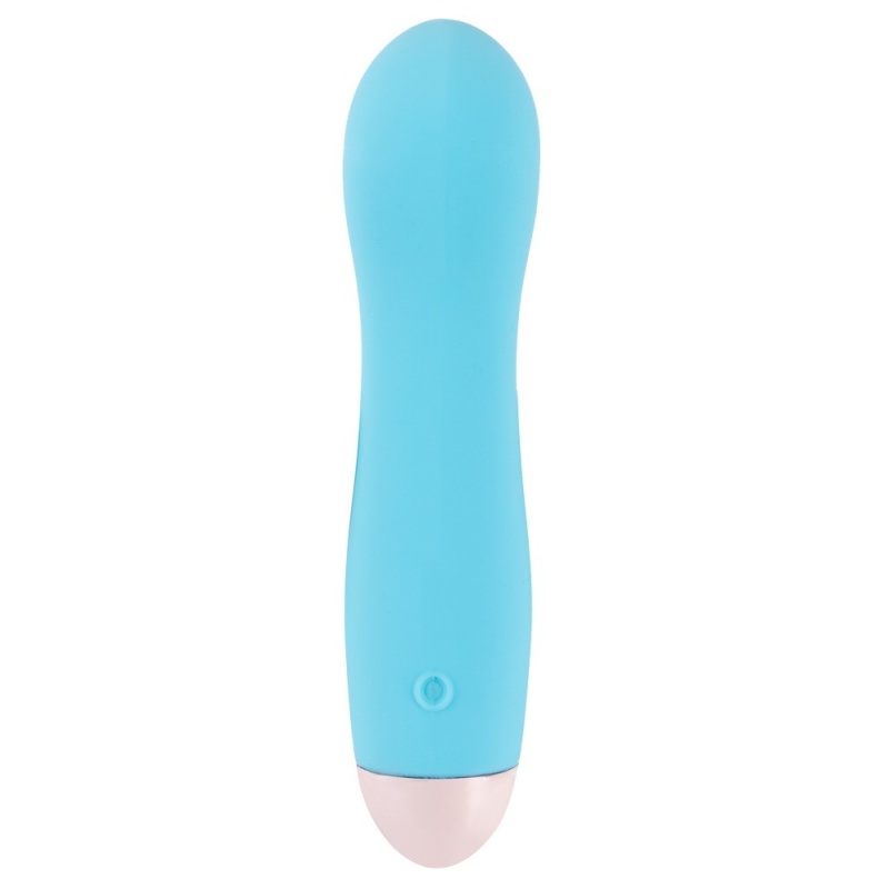 Wibrator Cuties Mini Blue – 7 trybów wibracji, wgłębienie na wale, długość 12,9 cm, średnica 2,3–3,5 cm - 3