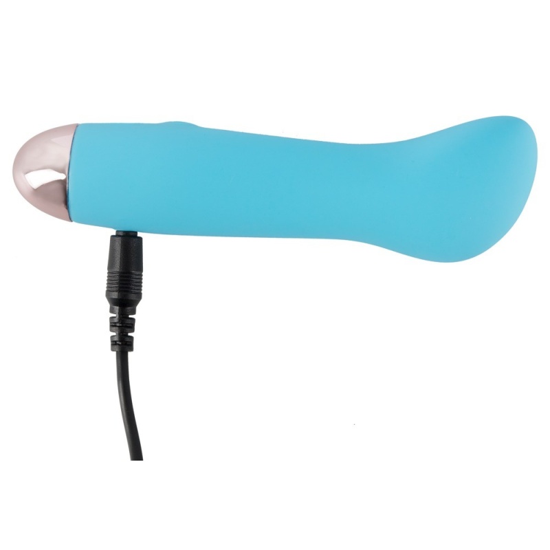 Wibrator Cuties Mini Blue – 7 trybów wibracji, wgłębienie na wale, długość 12,9 cm, średnica 2,3–3,5 cm - 6