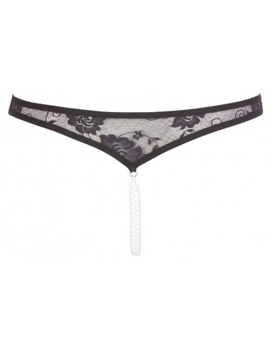 Lace String Pearls black S - Stringi - 7