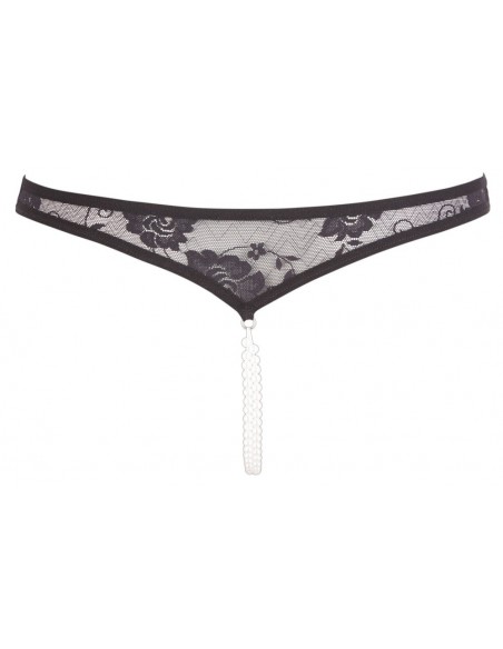 Lace String Pearls black S - Stringi - 7