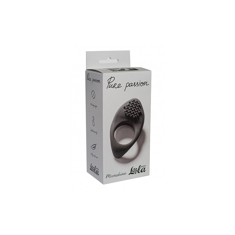 Pierścień wibracyjny na penisa Moonshine Black - silikon, średnica wewnętrzna 3 cm, 1 tryb wibracji - 1