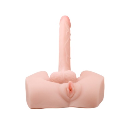 Masturbator dwustronny BM-009042 z wibracją i rotacją - długość 20 cm - 1 2
