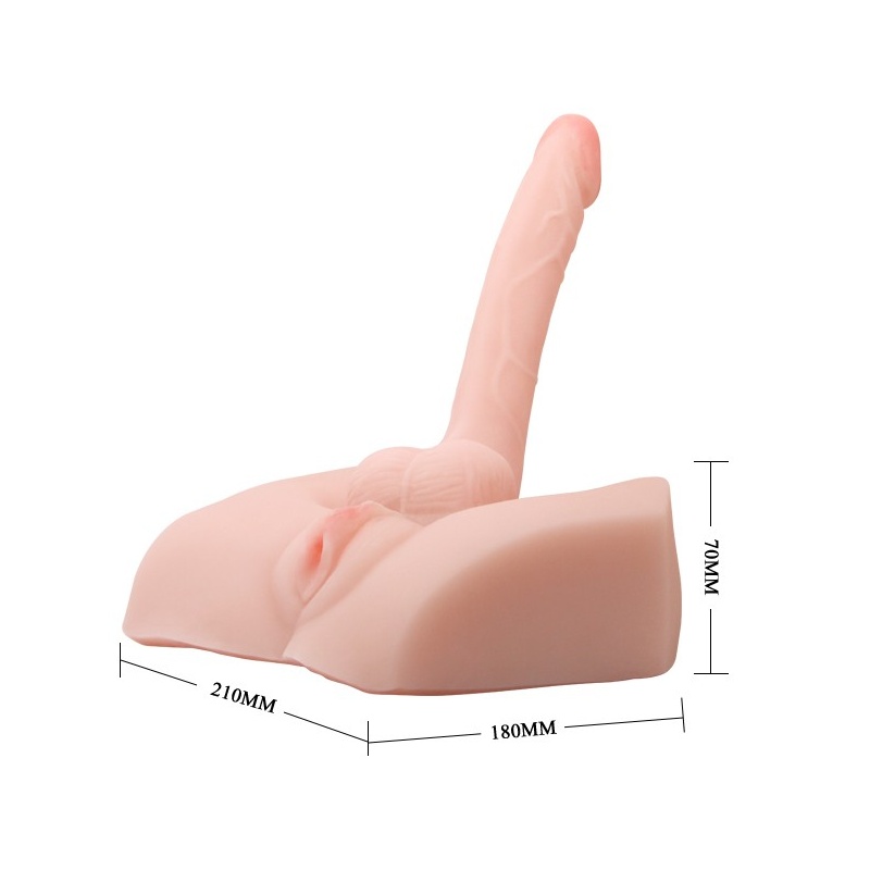 Masturbator dwustronny BM-009042 z wibracją i rotacją - długość 20 cm - 5