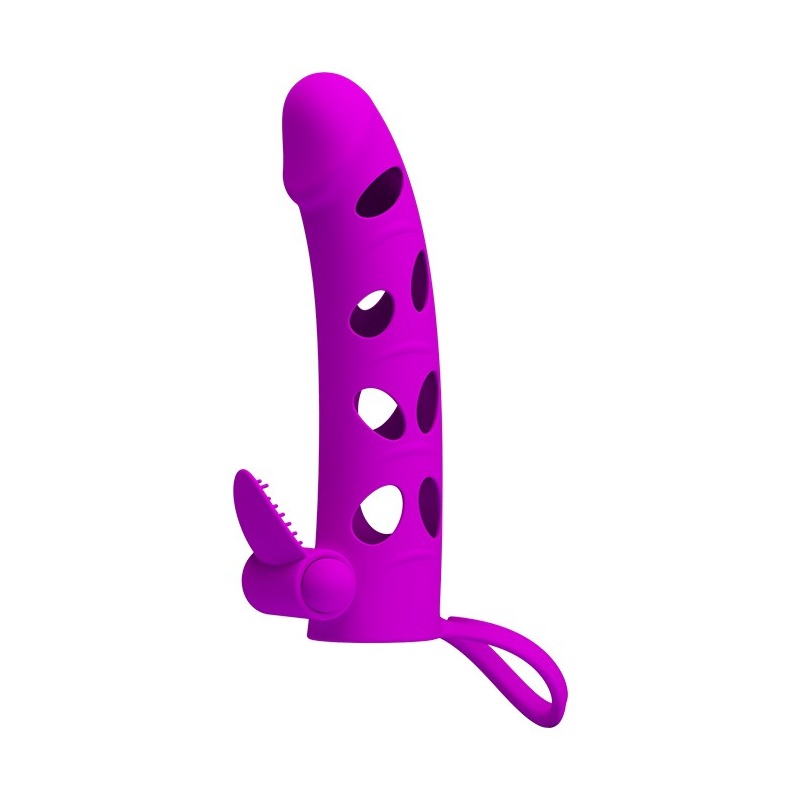 Nakładka na penisa BI 026215-1 z wibrującym stymulatorem łechtaczki i paskiem mosznowym, 17 cm - 1