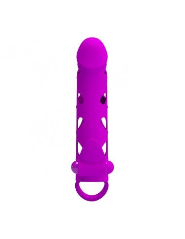 PRETTY LOVE - Vibrating Penis Sleeve with Ball Strap - Przedłużki i nakładki na penisa - 2