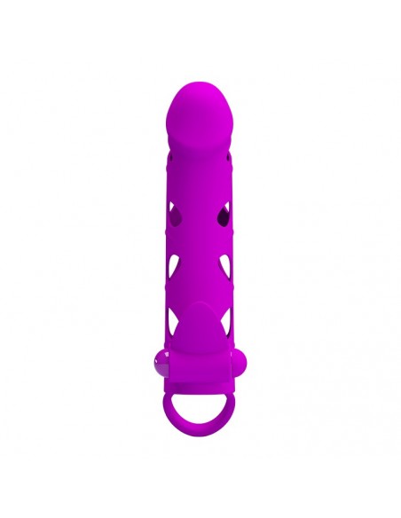 PRETTY LOVE - Vibrating Penis Sleeve with Ball Strap - Przedłużki i nakładki na penisa - 2