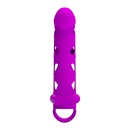 Nakładka na penisa BI 026215-1 z wibrującym stymulatorem łechtaczki i paskiem mosznowym, 17 cm - 2