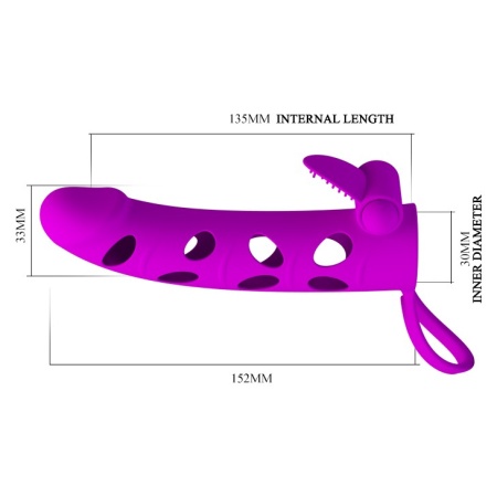 Nakładka na penisa BI 026215-1 z wibrującym stymulatorem łechtaczki i paskiem mosznowym, 17 cm - 3