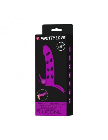 PRETTY LOVE - Vibrating Penis Sleeve with Ball Strap - Przedłużki i nakładki na penisa - 6