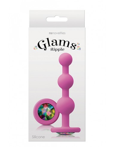 GLAMS RIPPLE RAINBOW GEM PINK - Korki analne silikonowe - 2
