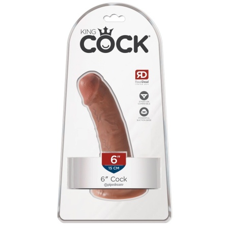 King Cock 6" Cock-Tan — Realistyczne Dildo z Przyssawką, Żyłkowane, 17 cm - 1