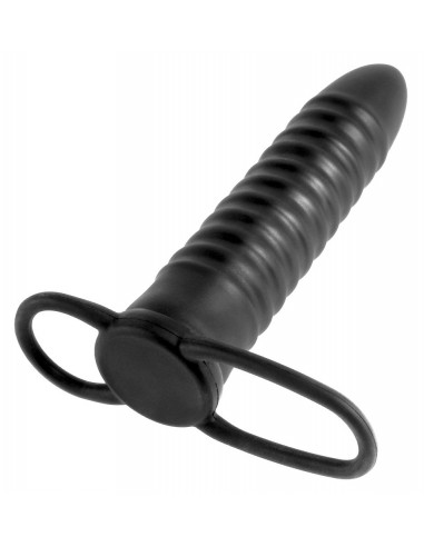 FFSLE Ribbed Double Trouble Bl - Strap-ony, dilda na pasku bez wibracji - 2