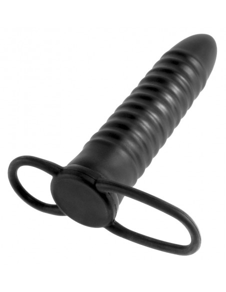 FFSLE Ribbed Double Trouble Bl - Strap-ony, dilda na pasku bez wibracji - 2