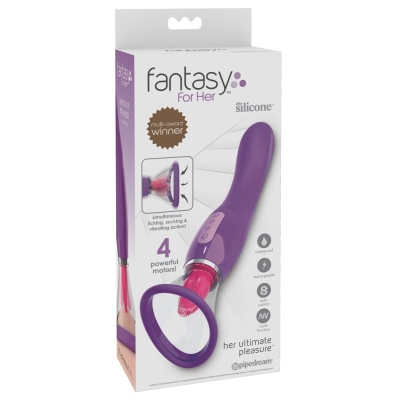 Wibrator 3 w 1 Her Ultimate Pleasure Purp – zakrzywiony wał do strefy G, ruchomy stymulator łechtaczki i moduł ssący, długość ca - 1
