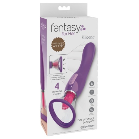 Wibrator 3 w 1 Her Ultimate Pleasure Purp – zakrzywiony wał do strefy G, ruchomy stymulator łechtaczki i moduł ssący, długość ca - 1