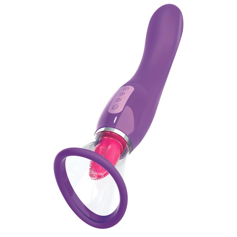 Wibrator 3 w 1 Her Ultimate Pleasure Purp – zakrzywiony wał do strefy G, ruchomy stymulator łechtaczki i moduł ssący, długość ca - 2
