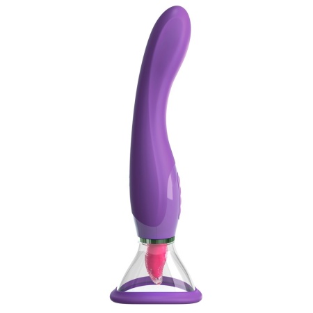Wibrator 3 w 1 Her Ultimate Pleasure Purp – zakrzywiony wał do strefy G, ruchomy stymulator łechtaczki i moduł ssący, długość ca - 3