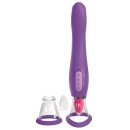 Wibrator 3 w 1 Her Ultimate Pleasure Purp – zakrzywiony wał do strefy G, ruchomy stymulator łechtaczki i moduł ssący, długość ca - 4