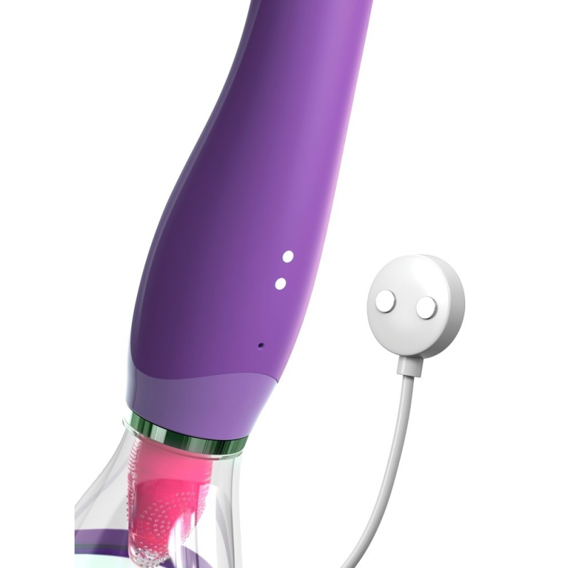 Wibrator 3 w 1 Her Ultimate Pleasure Purp – zakrzywiony wał do strefy G, ruchomy stymulator łechtaczki i moduł ssący, długość ca - 6