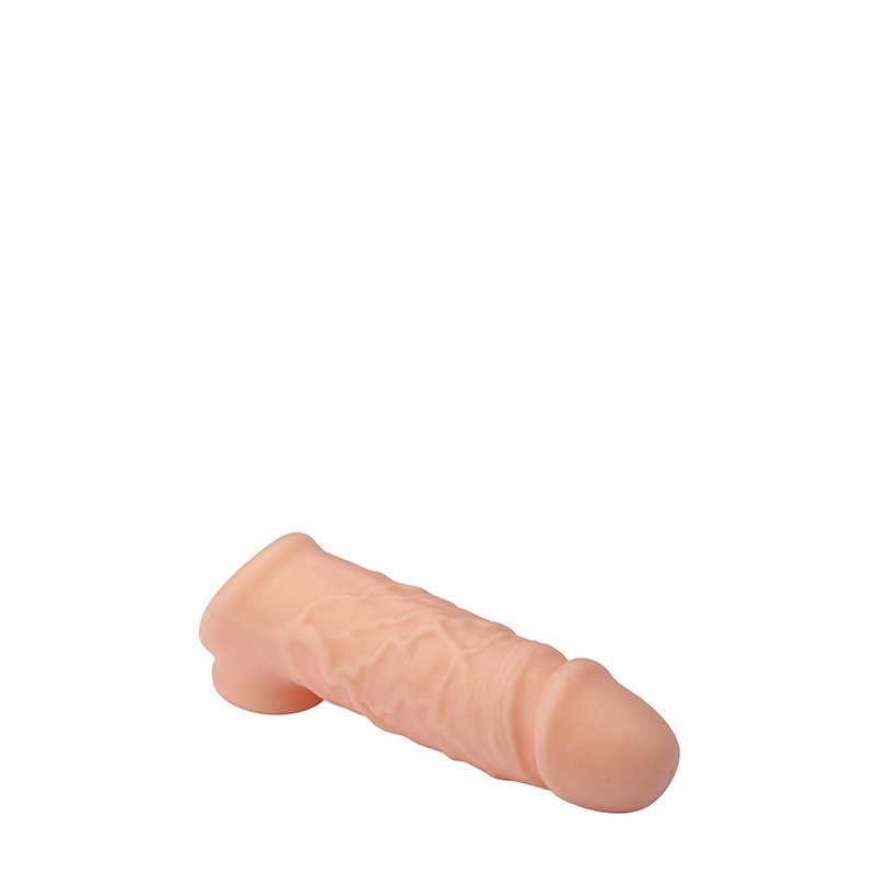 Nakładka przedłużająca na penisa Extender with Ball Strap 5.5 - elastyczny silikon, pasek na jądra, 14 cm - 4