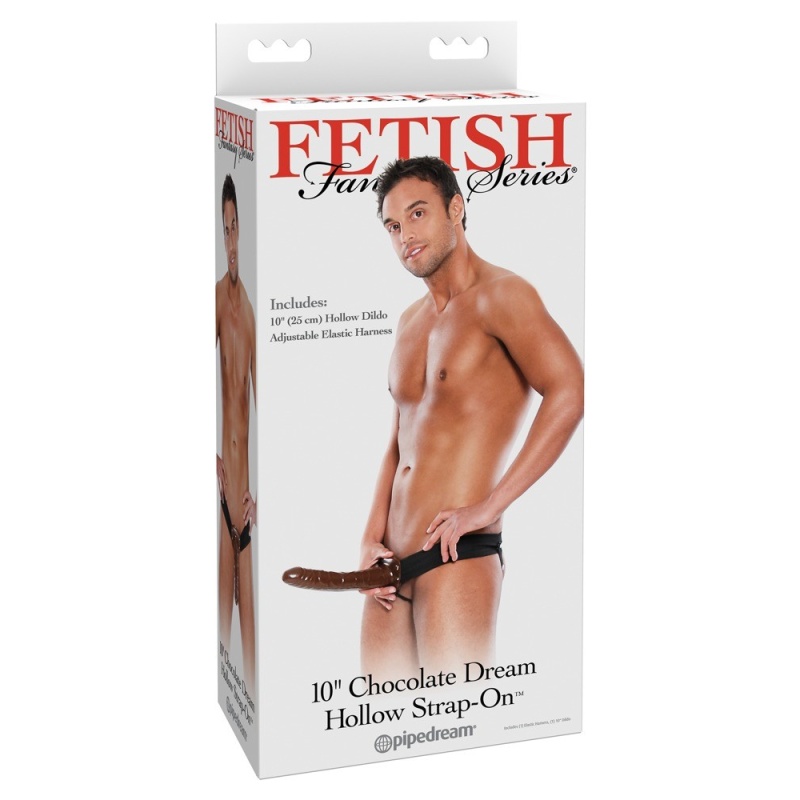 Dildo hollow Chocolate Dream z regulowanym paskiem, dł. 25 cm, śr. 3,5 cm - 1
