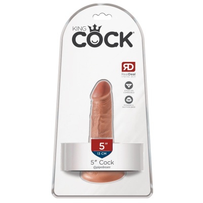 Dildo realistyczne King Cock 5" Tan – przyssawka ssąco-stojąca i żyłkowanie trzonu, 14 cm - 1