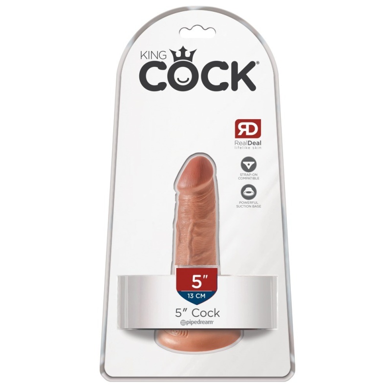 Dildo realistyczne King Cock 5" Tan – przyssawka ssąco-stojąca i żyłkowanie trzonu, 14 cm - 1