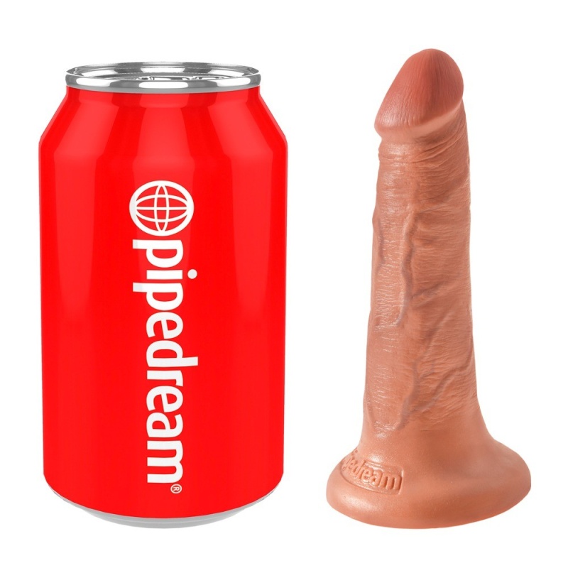 Dildo realistyczne King Cock 5" Tan – przyssawka ssąco-stojąca i żyłkowanie trzonu, 14 cm - 2
