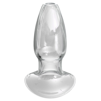 Korek analny wydrążony AFE Large Anal Gaper ze szkła borokrzemianowego z zatyczką – dł. całk. 10,9 cm, szer. zewn. 6,7 cm, śr. w - 1 2
