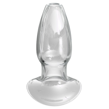 Korek analny wydrążony AFE Large Anal Gaper ze szkła borokrzemianowego z zatyczką – dł. całk. 10,9 cm, szer. zewn. 6,7 cm, śr. w - 2