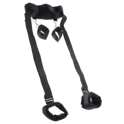 Zestaw do krępowania Position Master With Cuffs – regulowane pasy z poliamidu, wyściełana obręcz szyjna, metalowe karabińczyki o - 1 2