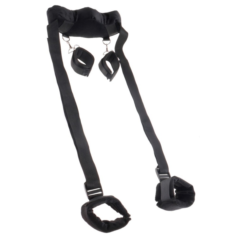 Zestaw do krępowania Position Master With Cuffs – regulowane pasy z poliamidu, wyściełana obręcz szyjna, metalowe karabińczyki o - 2