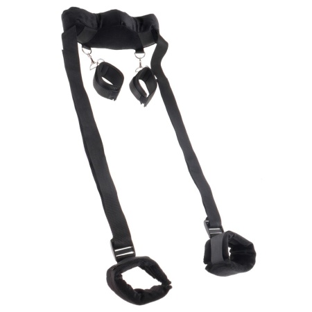 Zestaw do krępowania Position Master With Cuffs – regulowane pasy z poliamidu, wyściełana obręcz szyjna, metalowe karabińczyki o - 2