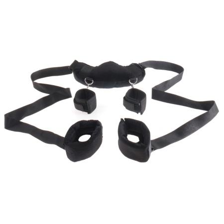 Zestaw do krępowania Position Master With Cuffs – regulowane pasy z poliamidu, wyściełana obręcz szyjna, metalowe karabińczyki o - 3
