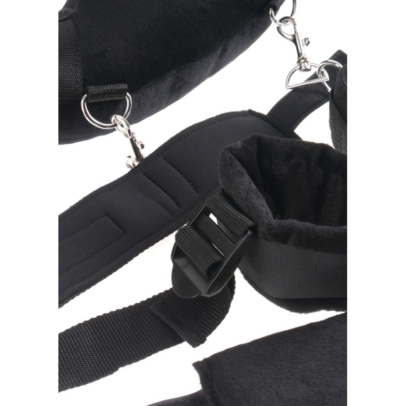 Zestaw do krępowania Position Master With Cuffs – regulowane pasy z poliamidu, wyściełana obręcz szyjna, metalowe karabińczyki o - 8