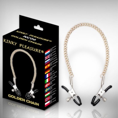 Złote obejmy na sutki Golden Chain z regulacją - 1