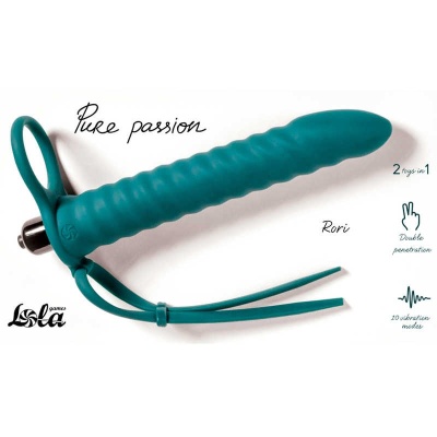 Strap-on Pure Rori Green - nakładka na penisa z podwójną stymulacją, silikon, 16,2 cm - 1