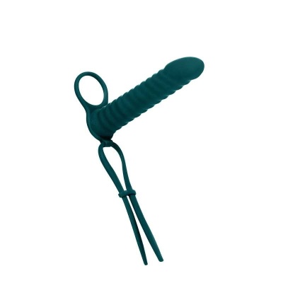 Strap-on Pure Rori Green - nakładka na penisa z podwójną stymulacją, silikon, 16,2 cm - 1 2