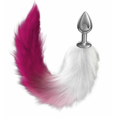 Korek analny Diamond Galaxy Pink - metalowy, z futrzanym ogonem, 6,8 cm × 2,8 cm - 1